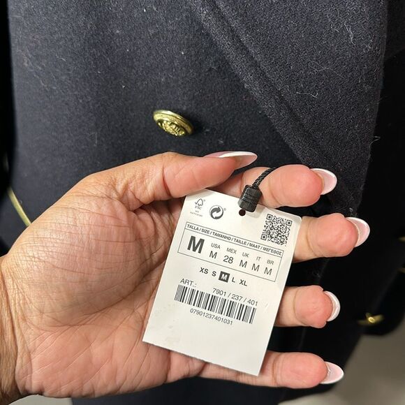 ZARA NAUTICAL BREASTED COAT JACKET NWT size M - Picture 12 of 13